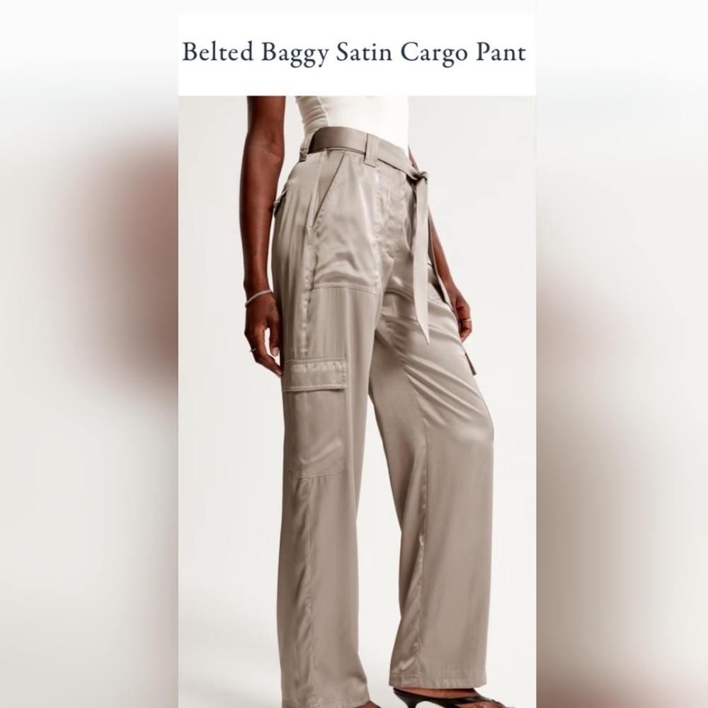 Abercrombie & Fitch. Belted satin cargo pants. Size 27_4 short.